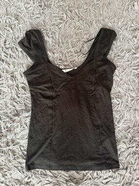 Zara Black V-Neck Fitted Tank Top